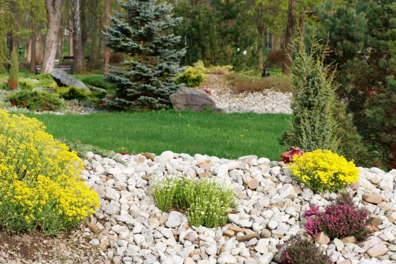 Rock garden in residential yard