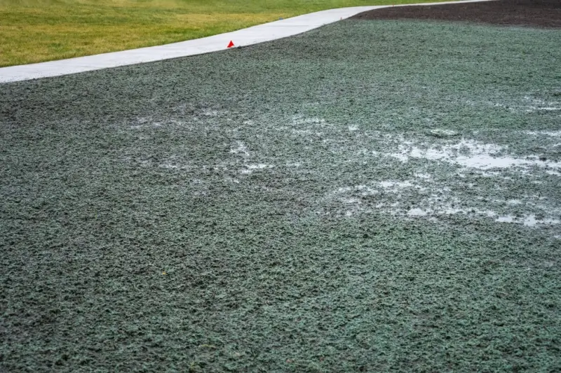 Landscaper performing professional hydroseeding.