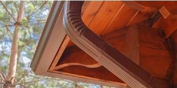 Rain gutter in corner of a house